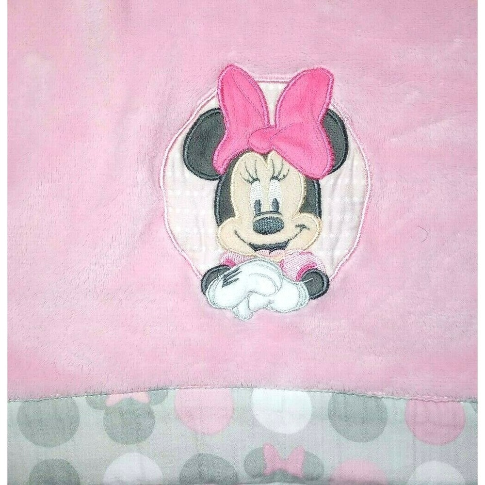 MINNIE MOUSE Baby Girl Pink Fleece Blanket Lovey DISNEY Polka Dot Trim Security‎